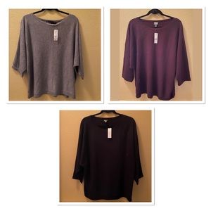 3 NY&C Dolman Sweater XXL NWT                 Black, Wine  and Grey